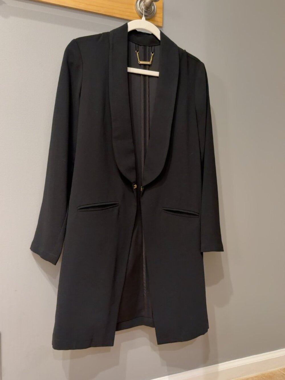 Trina Turk Long Line Tuxedo Blazer Black, Size 0